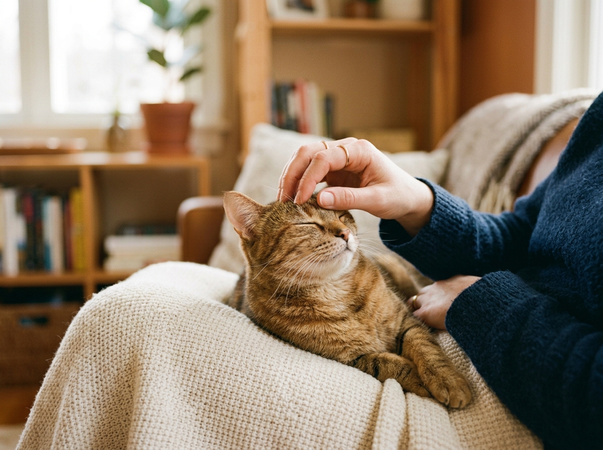 A peaceful senior cat resting, addressing 'Do Cats Hide to Die' myths.