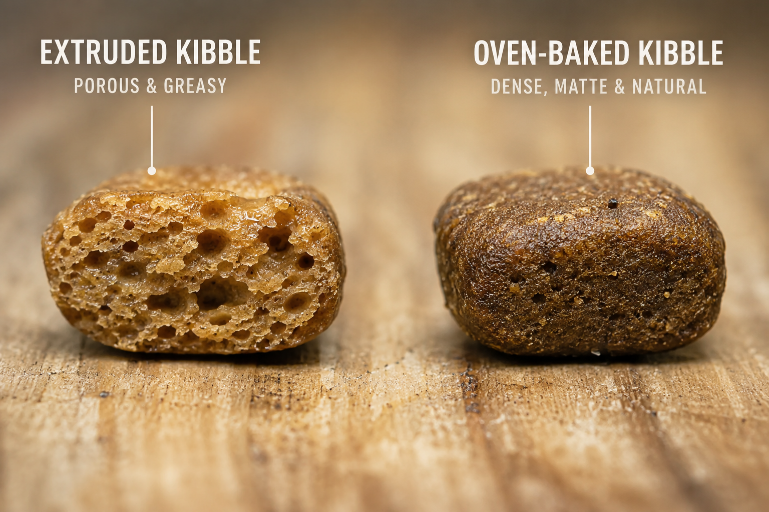 Comparison between extruded kibble and healthy oven-baked dog food